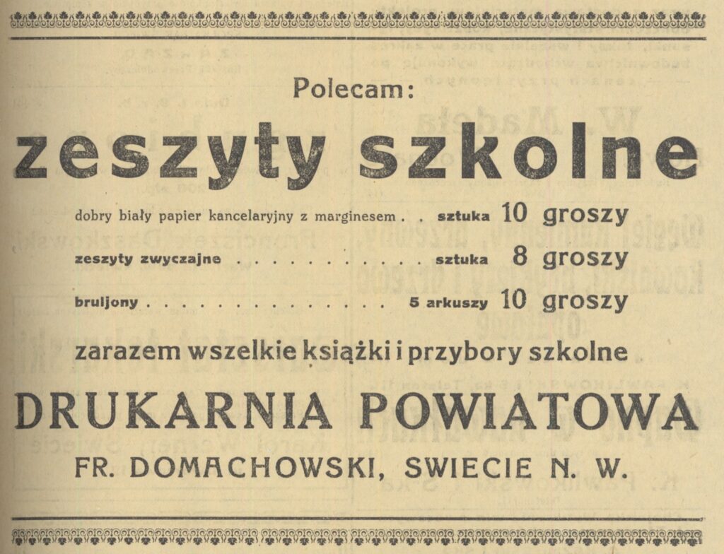Drukarnia i księgarnia Franciszka Domachowskiego 06.09.1924